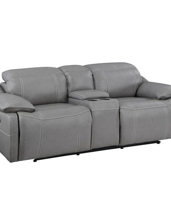 Alpine Leather Power Console Loveseat Smoke