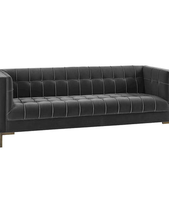 Isaac Channel Stitch Gray Velvet Sofa