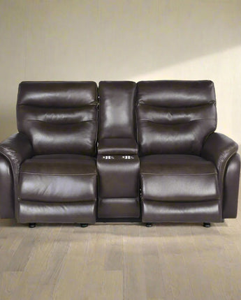 Fortuna Power Recliner Console Loveseat - Dark Brown