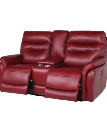 Fortuna Power Recliner Console Loveseat - Dark Red