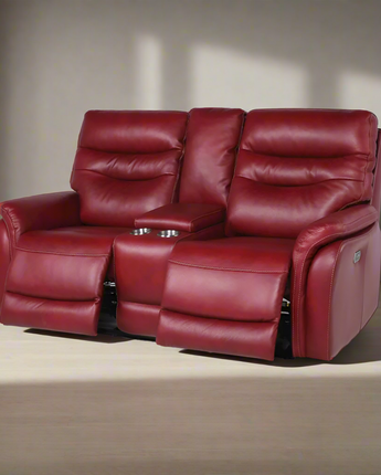 Fortuna Power Recliner Console Loveseat - Dark Red