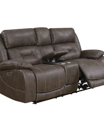 Aria Power Recliner Loveseat w/ Console and Power Head Rest - Saddle Brown