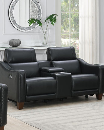 Giorno Power Console Loveseat - Black