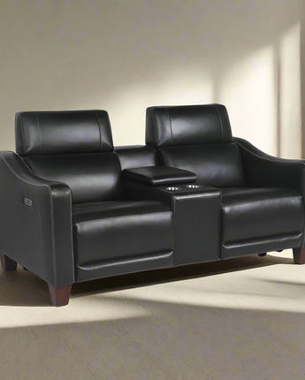 Giorno Power Console Loveseat - Black