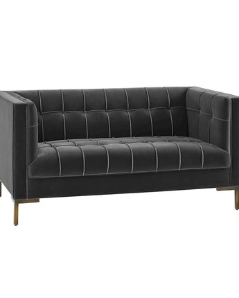 Isaac Stitch Gray Velvet Loveseat