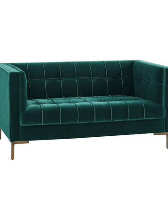 Isaac Stitch Green Velvet Loveseat