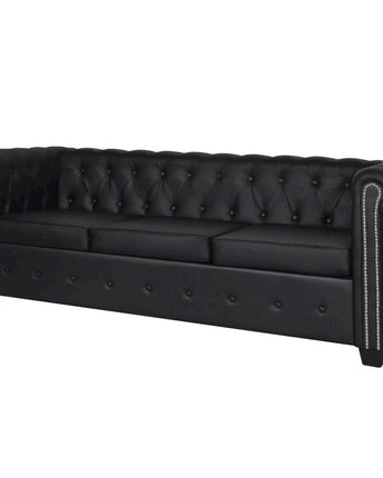 vidaXL Chesterfield 3-Seater Artificial Leather Black, 242657