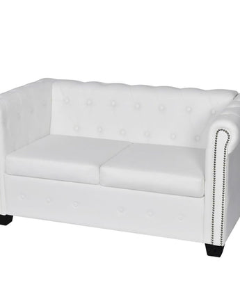 vidaXL Chesterfield 2-Seater Artificial Leather White, 242658