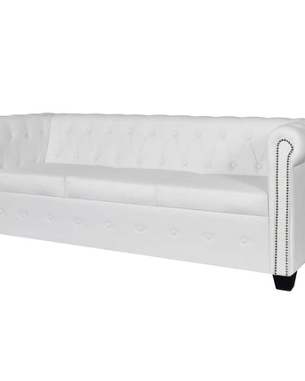 vidaXL Chesterfield 3-Seater Artificial Leather White, 242659