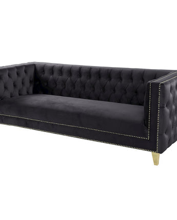 Luxe Velvet Sofa with Gold Legs, Fully Assembled.