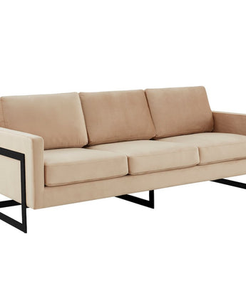 Lincoln Beige Velvet Sofa With Black Frame