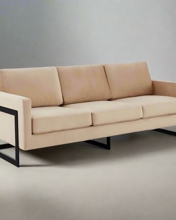 Lincoln Beige Velvet Sofa With Black Frame