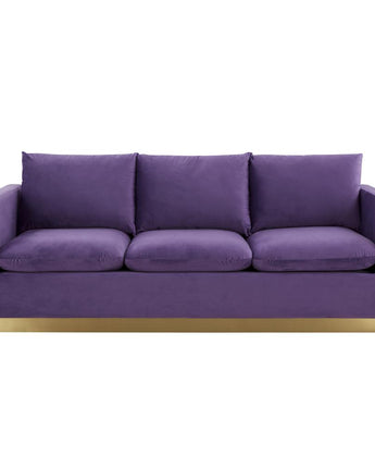 Nervo Modern Mid-Century Upholstered Velvet Sofa with Gold Frame