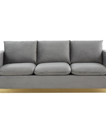 Nervo Modern Mid-Century Upholstered Velvet Sofa with Gold Frame