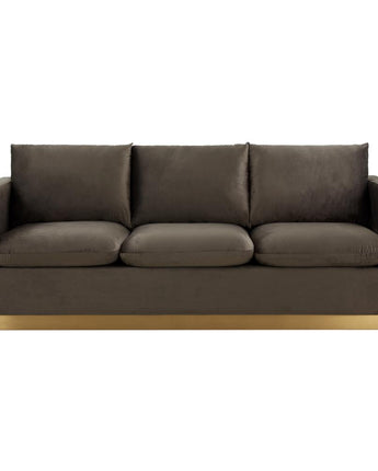 Nervo Modern Mid-Century Upholstered Velvet Sofa with Gold Frame