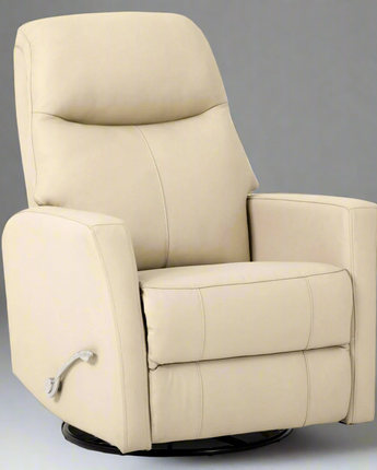 Harlow Swivel Glider Leather Recliner Chair - Ivory