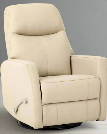 Harlow Swivel Glider Leather Recliner Chair - Ivory