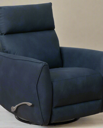 Carson Swivel Glider Suede Recliner Chair - Midnight Blue