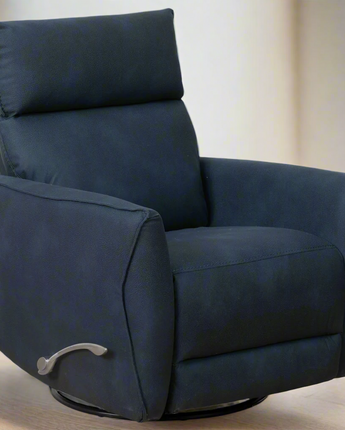 Carson Swivel Glider Suede Recliner Chair - Midnight Blue