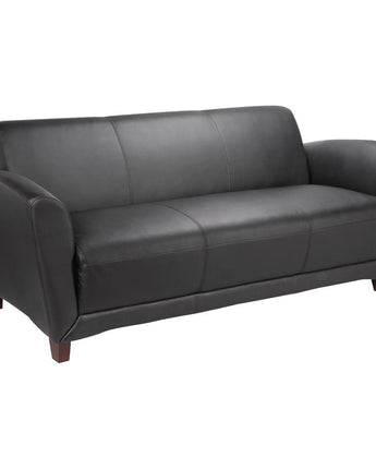 Lorell Accession Reception Sofa - 75" x 34.5" x 31.3" - Leather Black Seat - Leather Black Back - 1 Each