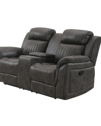 Transitional Console Reclining Loveseat