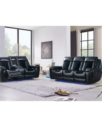 Contemporary Power Console Reclining Loveseat With Led