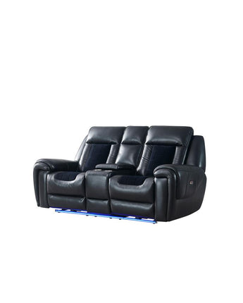 Contemporary Power Console Reclining Loveseat With Led