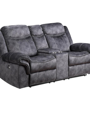 Transitional Power Console Reclining Loveseat With Power Switch