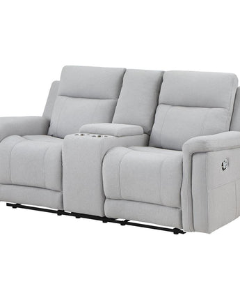 Transitional Console Reclining Loveseat