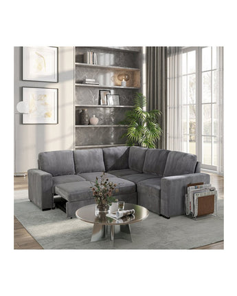 Contemporary Sectional Without Chaise And With Pull Out Sofa Bed