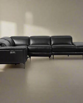 Zander Reclining Sectional Sofa - Black PU