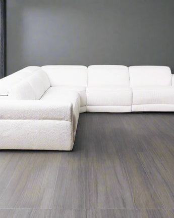 Yohan Reclining Sectional Sofa - White Boucle