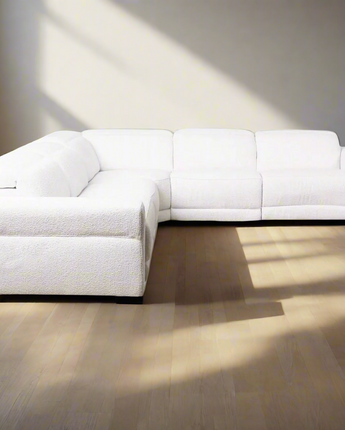 Yohan Reclining Sectional Sofa - White Boucle