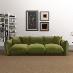 Arlo Olive Green Velvet Sofa in living room