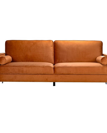 Axten Orange Velvet Sofa