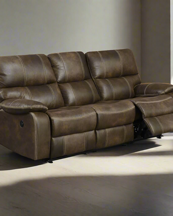 86" Power Reclining Sofa with Dual Recliners, Microsuede Upholstery