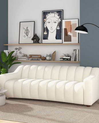 Stylish Marcus Tight Back Couch in a soft cream hue.