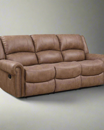 87" Reclining Sofa with Dual Recliners, Nailhead Trim, And Pillow Back