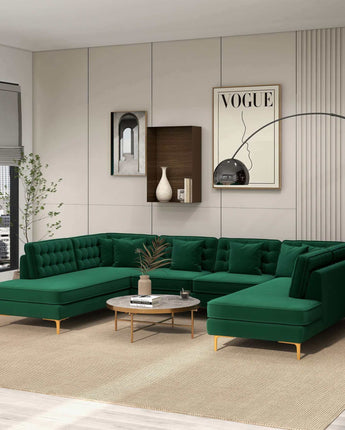 Brooke Velvet Corner Sofas in Green