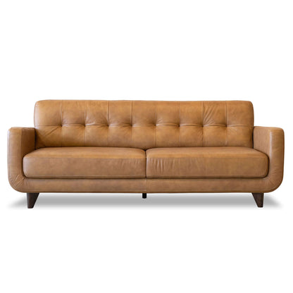 Allison Cognac Tufted Leather Sofa