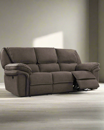 92" Power Reclining Sofa with Dual Recliners, Microsuede Upholstery