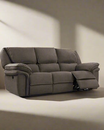 92" Power Reclining Sofa with Dual Recliners, Microsuede Upholstery