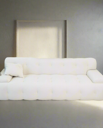 Brampton Mid Century 90" Cream Velvet Sofa