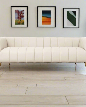 Elegant LaMattina tufted sofa with premium Italian leather upholstery.