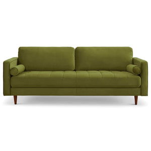 Pistachio Green Pillow Back Velvet Sofa