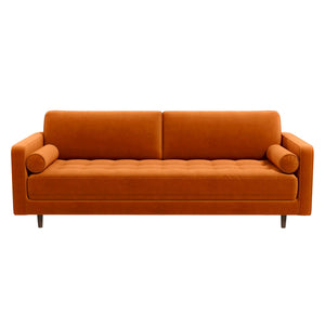 Anthony Burnt Orange Pillow Back Velvet Sofa