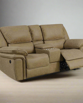 Power Console Loveseat with Dual Recliners, Hidden Storage