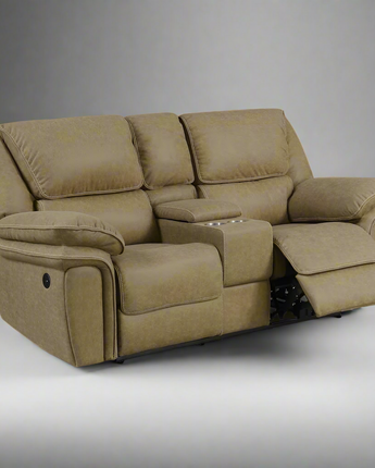 Power Console Loveseat with Dual Recliners, Hidden Storage