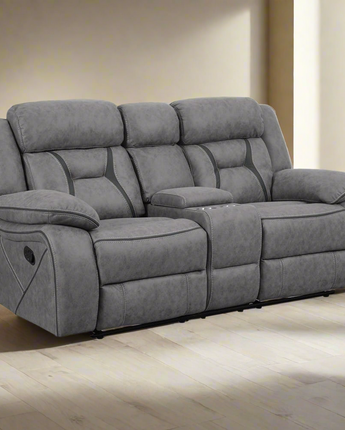 Higgins Pillow Top Arm Motion Loveseat with Console Grey