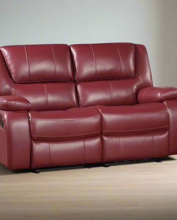 Camila Upholstered Motion Reclining Loveseat Red Faux Leather